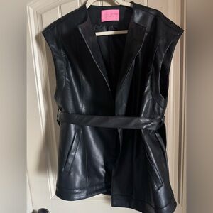 Azalea Wang Black Leather Vest with belt - XL